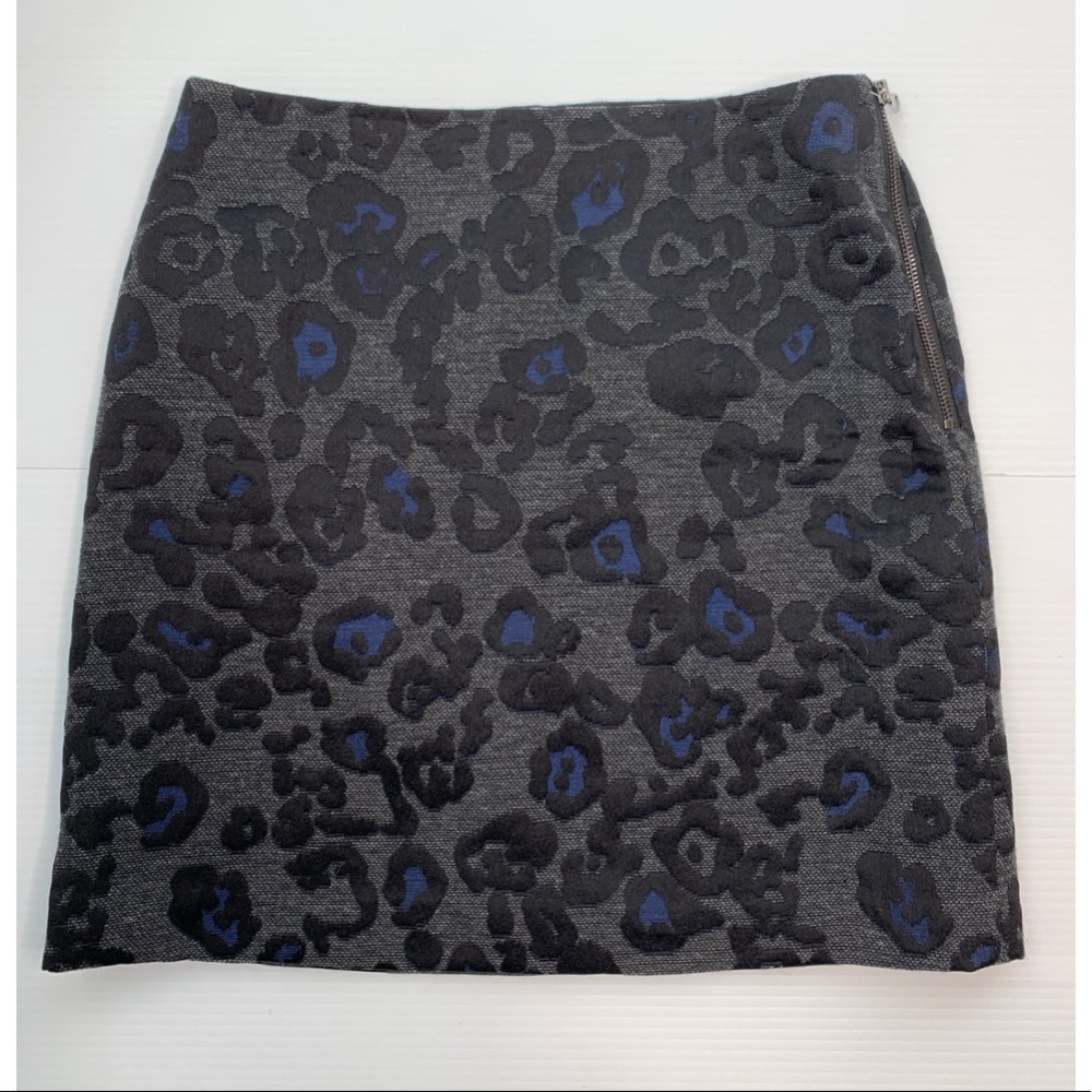 Ann Taylor Leopard Grey Jacquard Skirt Sz 12